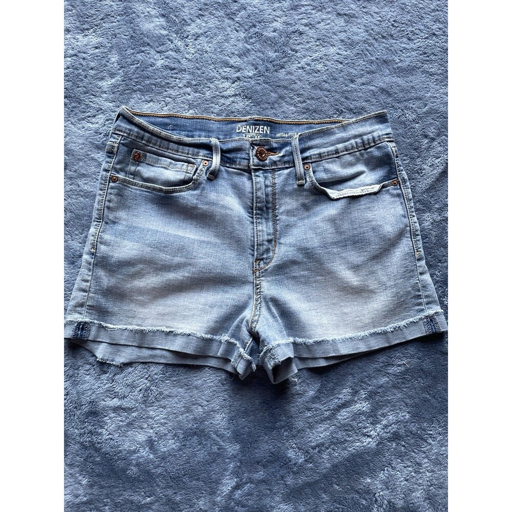 Denizen From Levis Womens Shorts High Rise Shortie Roll Tab Hem Blue Size W30